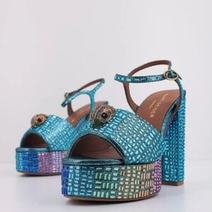 Kurt Geiger Blue and Multicolor Platform Sandals